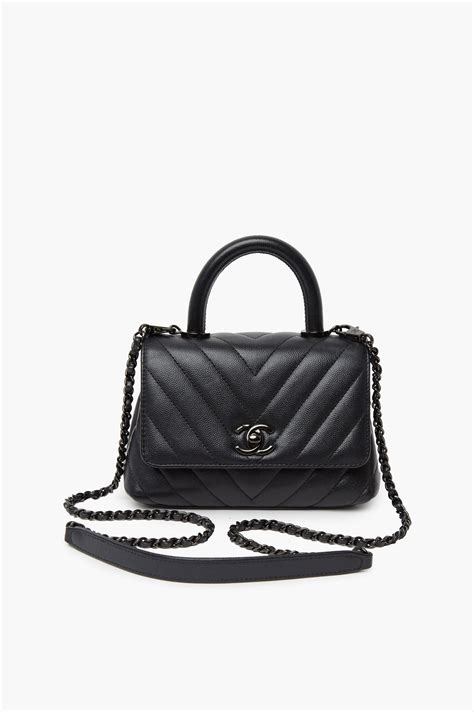 chanel chevron so black extra mini|Chanel Extra Mini Chevron Coco Handle Bag So Black Caviar.